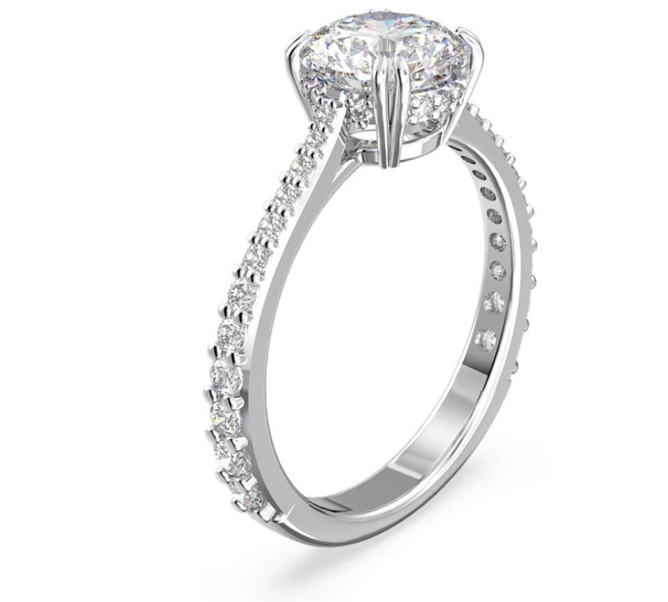 Swarovski 5649215 Constella Ring Set 2 Princess Cut White Rhodium Plated