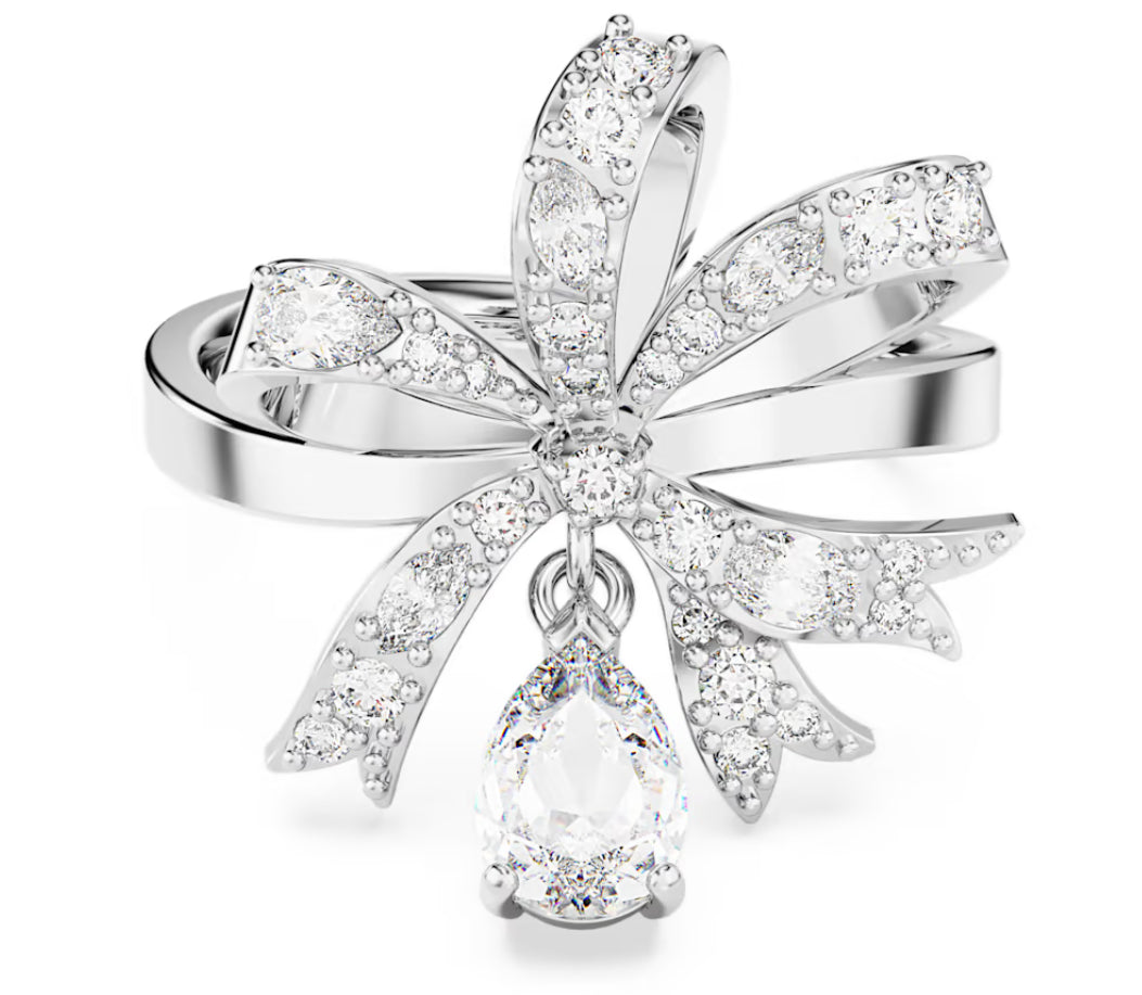 Swarovski 5647726 White Rhodium Plated Volta Bow Cocktail Ring