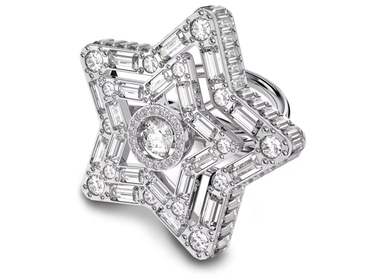 Swarovski 5626368 Star cocktail ring Mixed cut Star White Plac. Rhodium