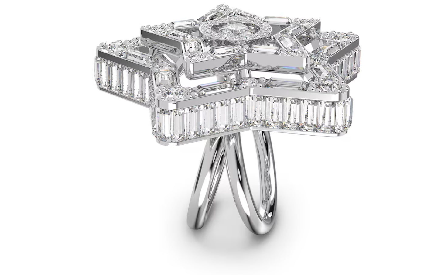 Swarovski 5626368 Star cocktail ring Mixed cut Star White Plac. Rhodium