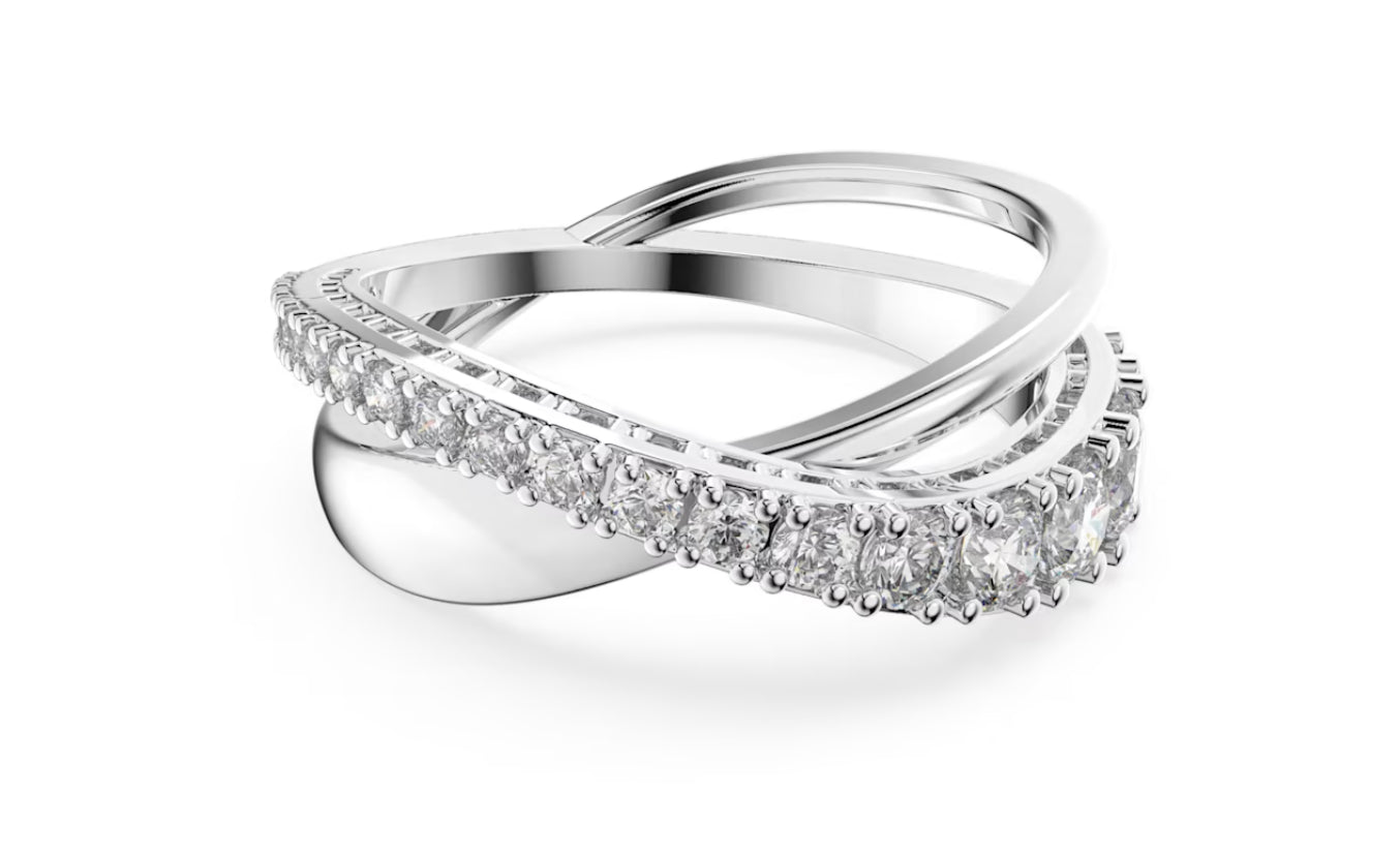 Swarovski 5572718 Twist Ring Round cut White Rhodium Plated