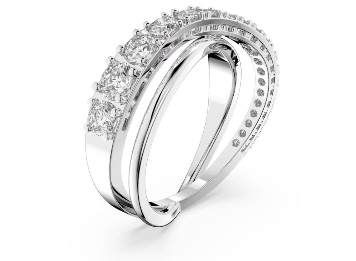 Swarovski 5572718 Twist Ring Round cut White Rhodium Plated