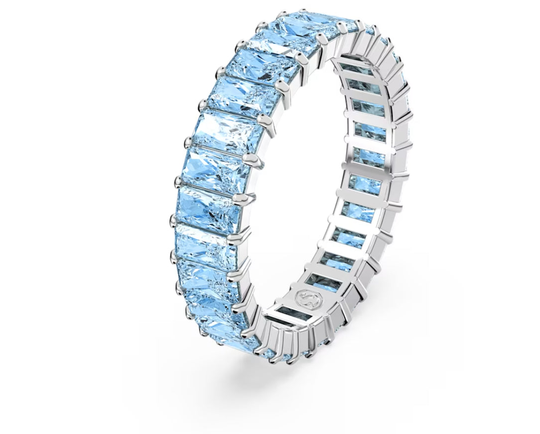 Swarovski 5661910 Matrix Ring Baguette Cut Blau rhodiniert
