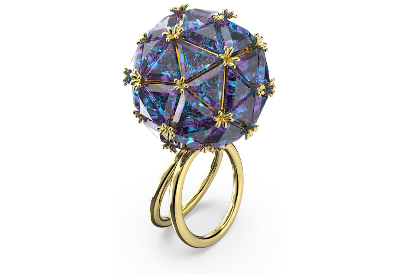 Swarovski 5630306 Anello cocktail Curiosa Taglio triangolo Blu Placcato Oro