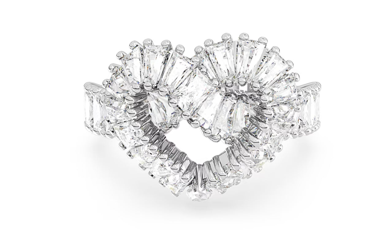 Swarovski 5648292 Matrix cocktail ring Mixed cut Heart White Plac. Rhodium