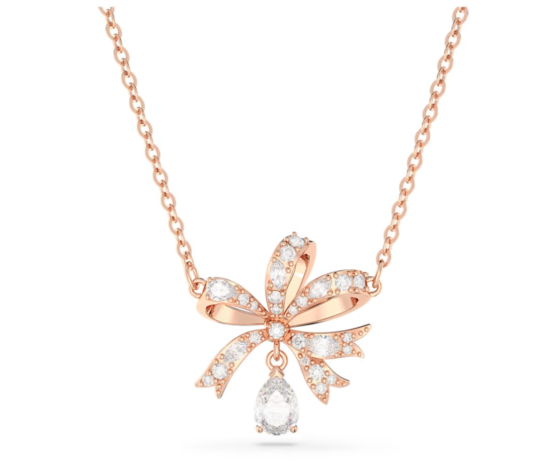 Swarovski 5656741 Volta Fiocco Small White Rose Gold Plated Necklace