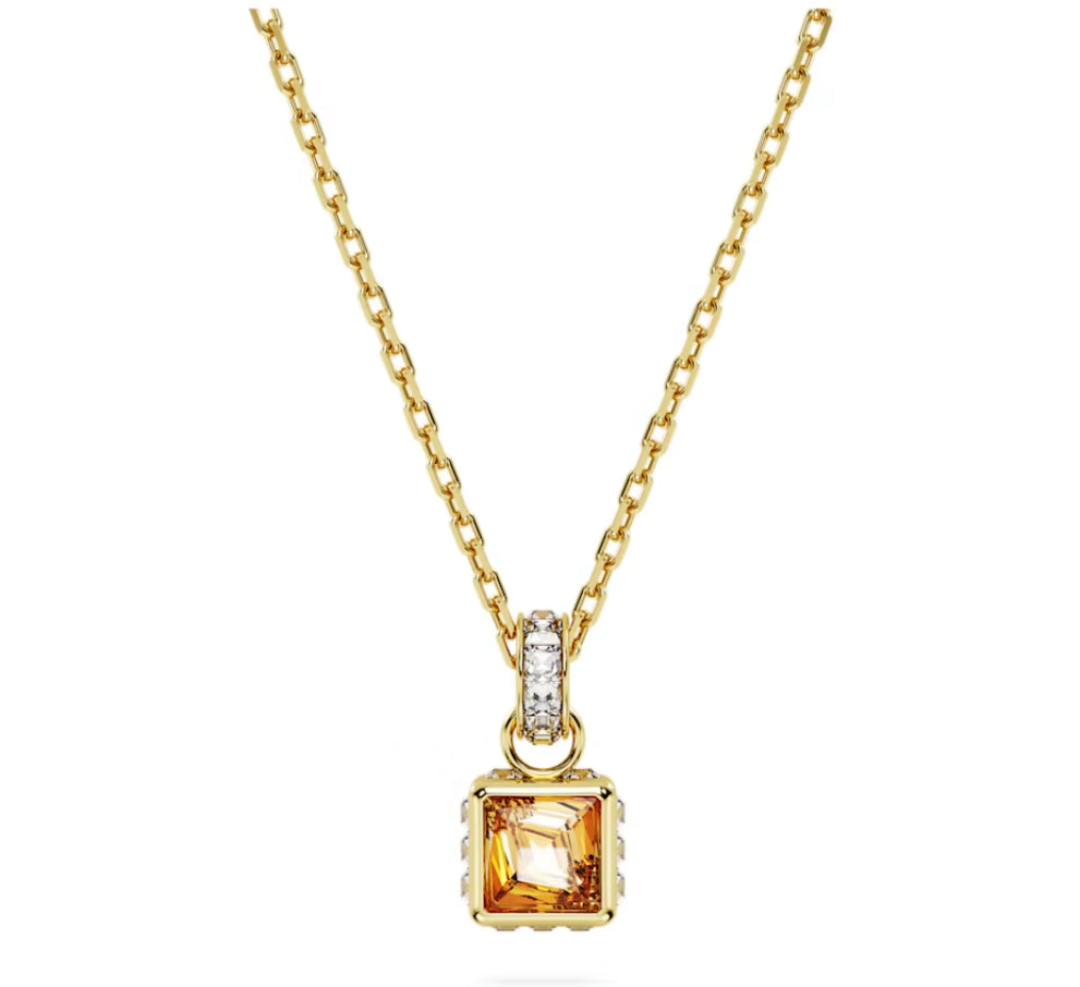 Swarovski 5648749 Pendente Stilla Taglio squadrato, Giallo, Placcato Oro