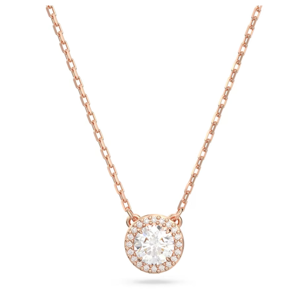 Swarovski 5636272 Constella Pendant Round Cut Pave White Rose Gold Plated