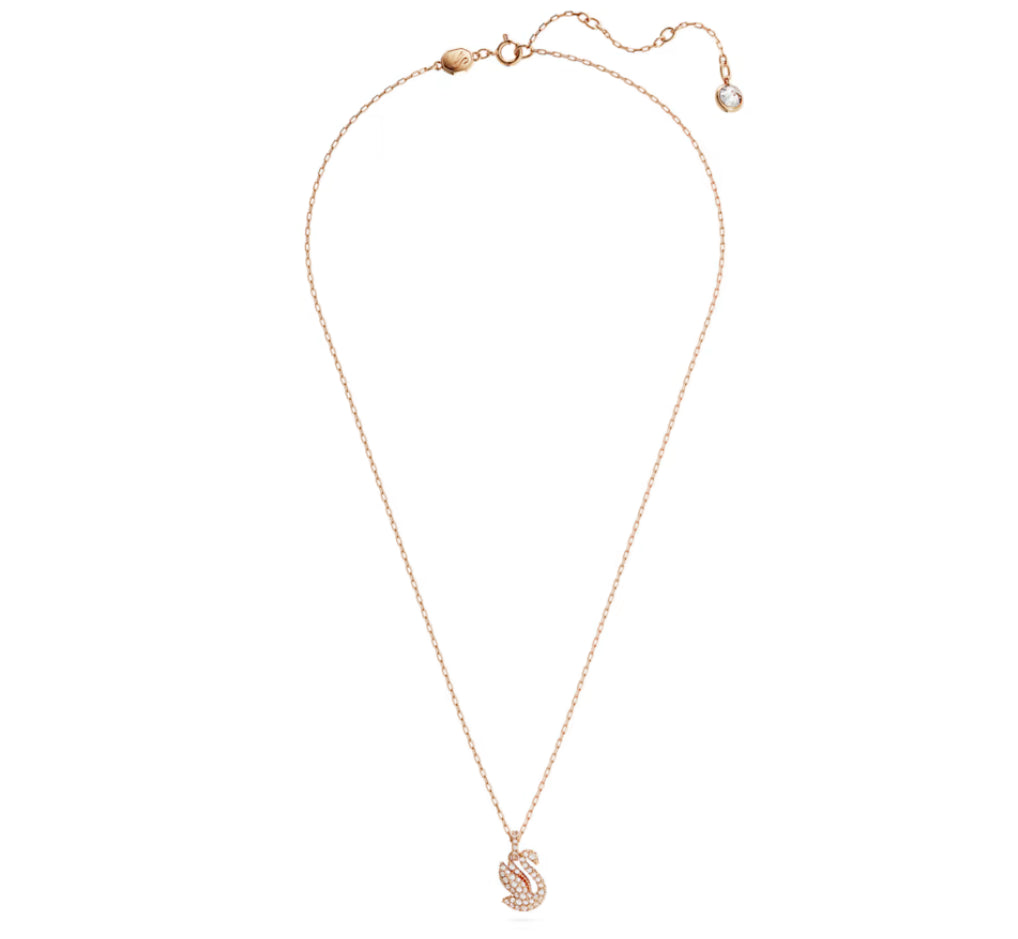 Swarovski 5647555 Pendente Iconic Swan Cigno Piccolo Bianco Placcato Oro Rosa