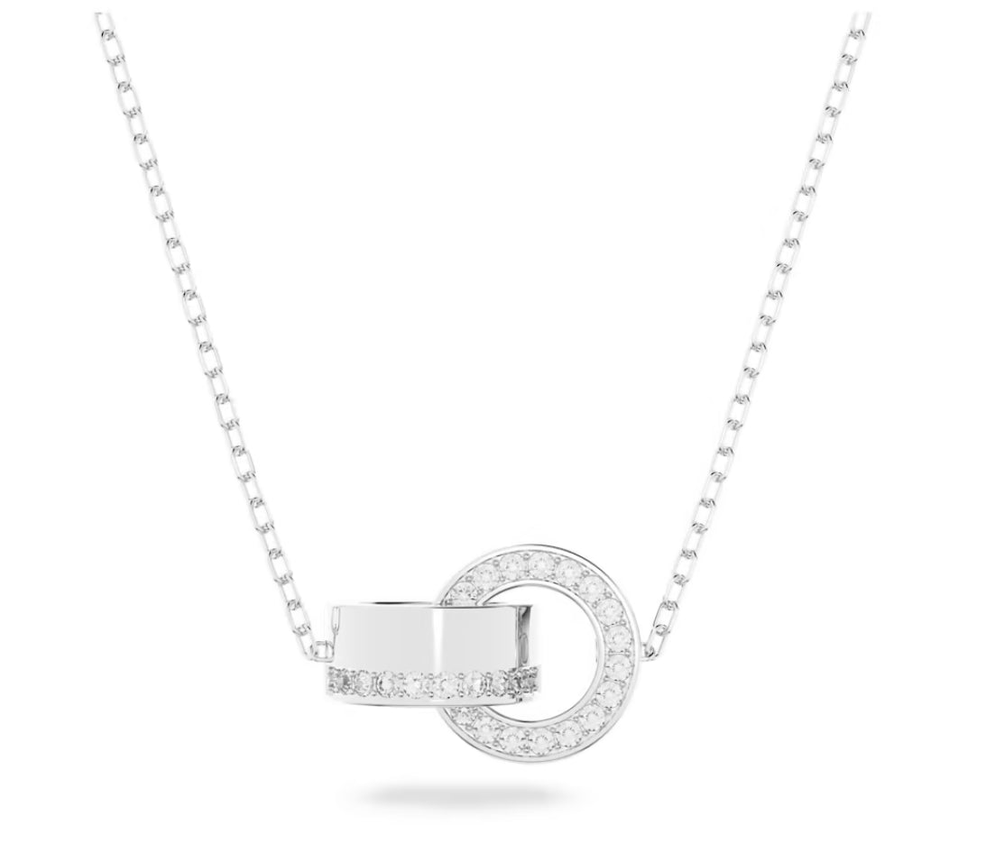 Swarovski 5636497 Hollow Linked Ring Pendant White Rhodium Plated