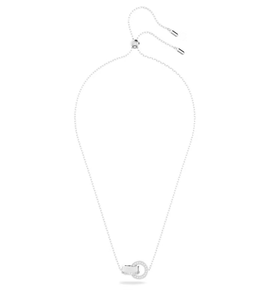 Swarovski 5636497 Hollow Linked Ring Pendant White Rhodium Plated