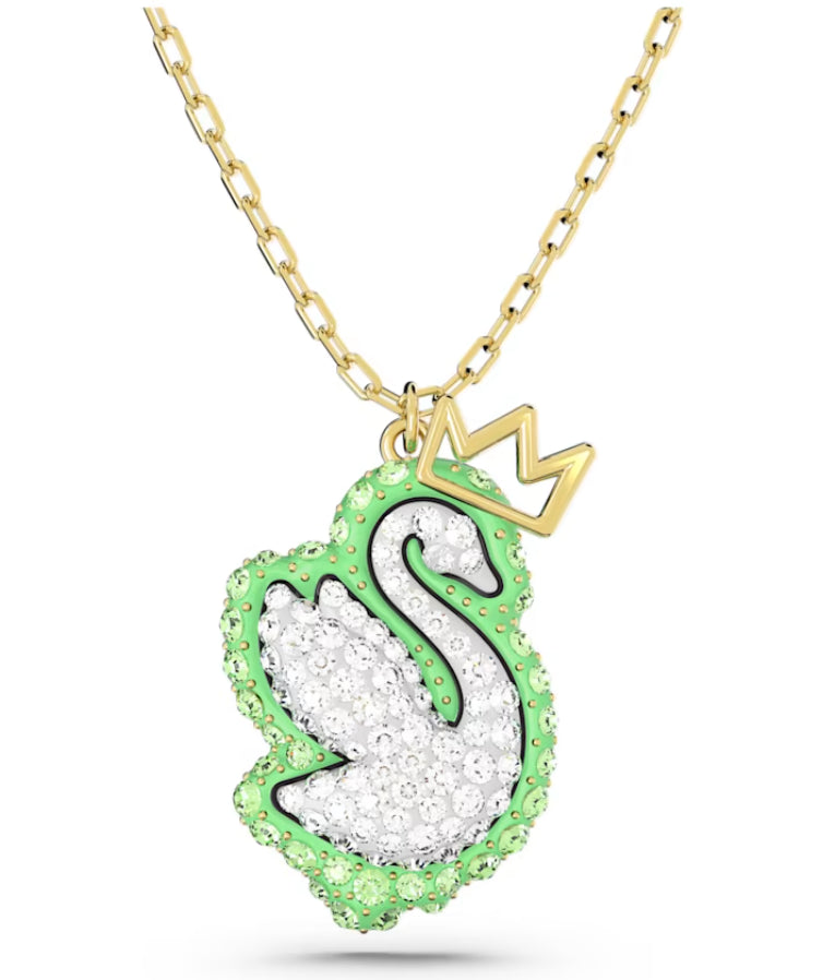 Swarovski 5649198 Pop Swan Pendant Green Swan Gold Plated