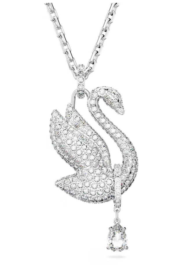 Swarovski 5647546 Iconic Swan Necklace Long White Rhodium Plated