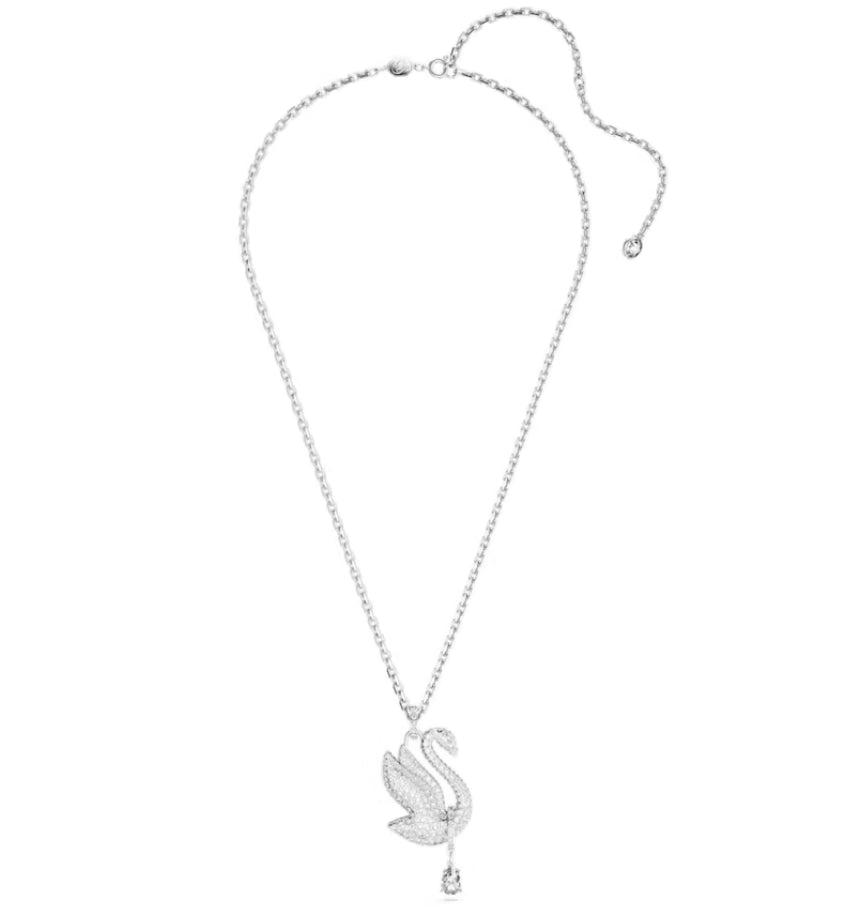 Swarovski 5647546 Iconic Swan Necklace Long White Rhodium Plated