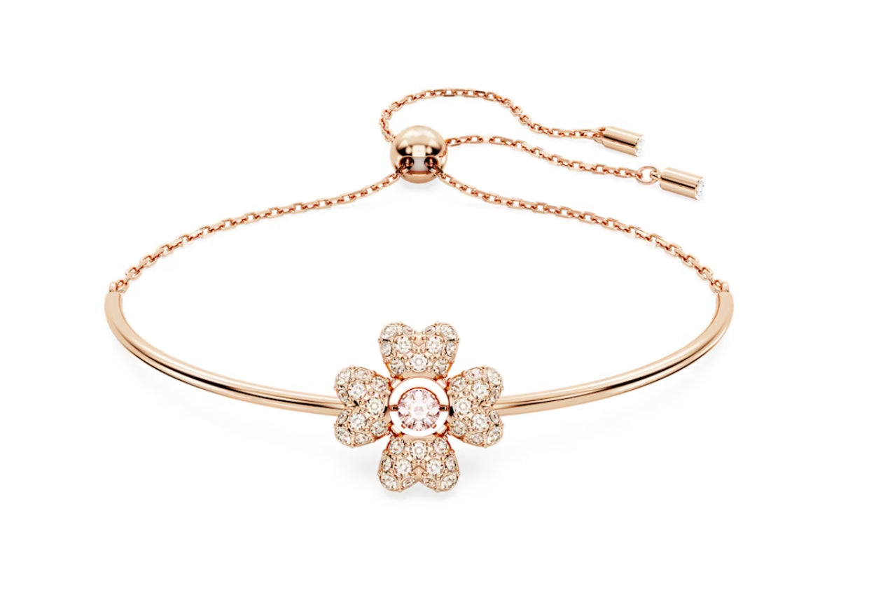 Swarovski 5674487 Idyllia Vierblättriges Kleeblatt-Armband, weiß, rosévergoldet