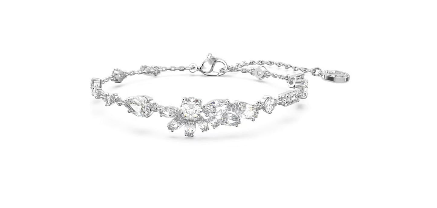 Swarovski 5644687 Braccialetto Gema Taglio misto Fiore Bianco Placcato Rodio