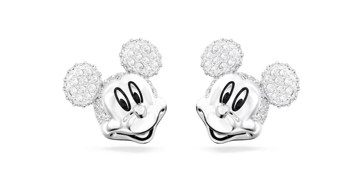 Swarovski 5668781 Disney Mickey Mouse Ohrstecker, weiß rhodiniert
