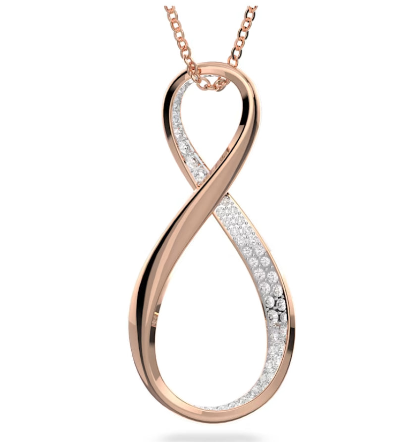 Swarovski 5636494 Pendente Exist Infinito Bianco Placcato Oro Rosa