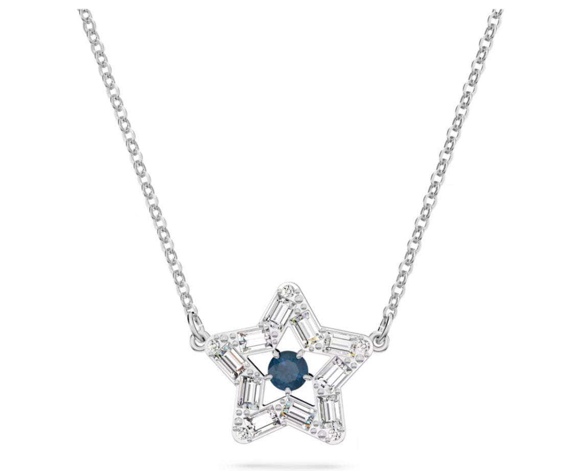 Swarovski 5639186 Mixed Cut Star Pendant Blue Star Rhodium Plated