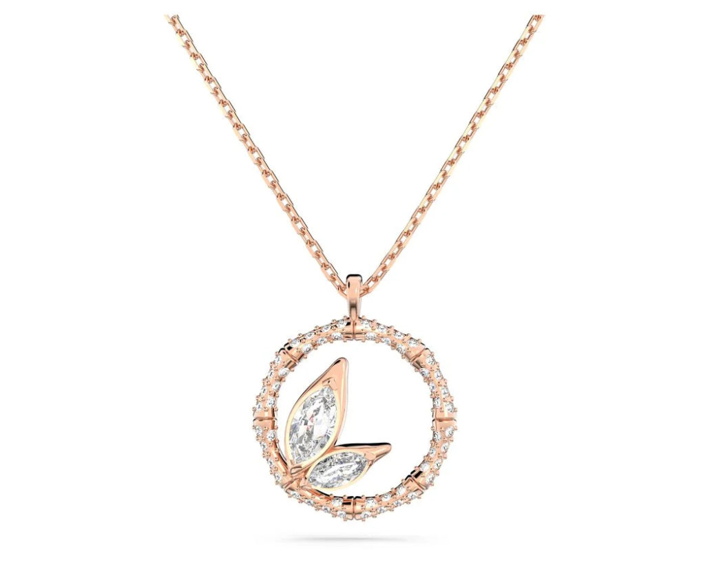 Swarovski 5645371 Dellium Necklace Bamboo Circle White Rose Gold Plated
