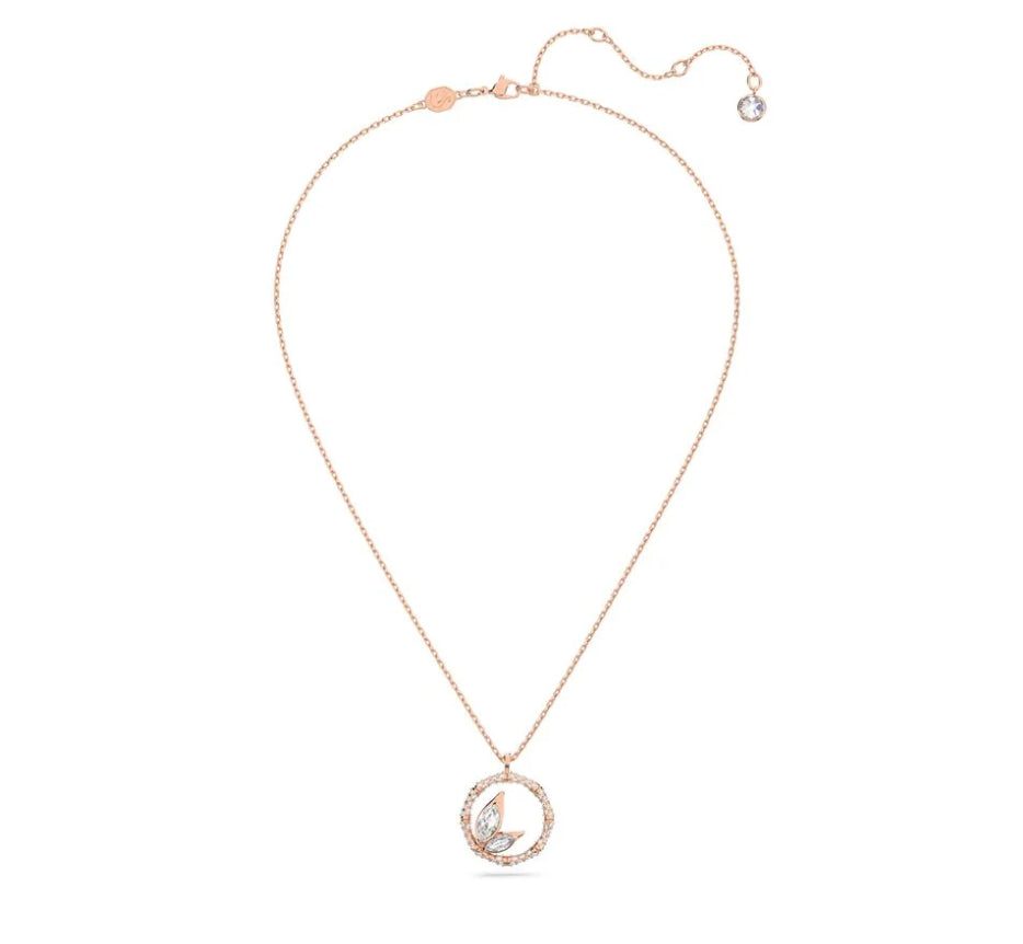 Swarovski 5645371 Dellium Necklace Bamboo Circle White Rose Gold Plated