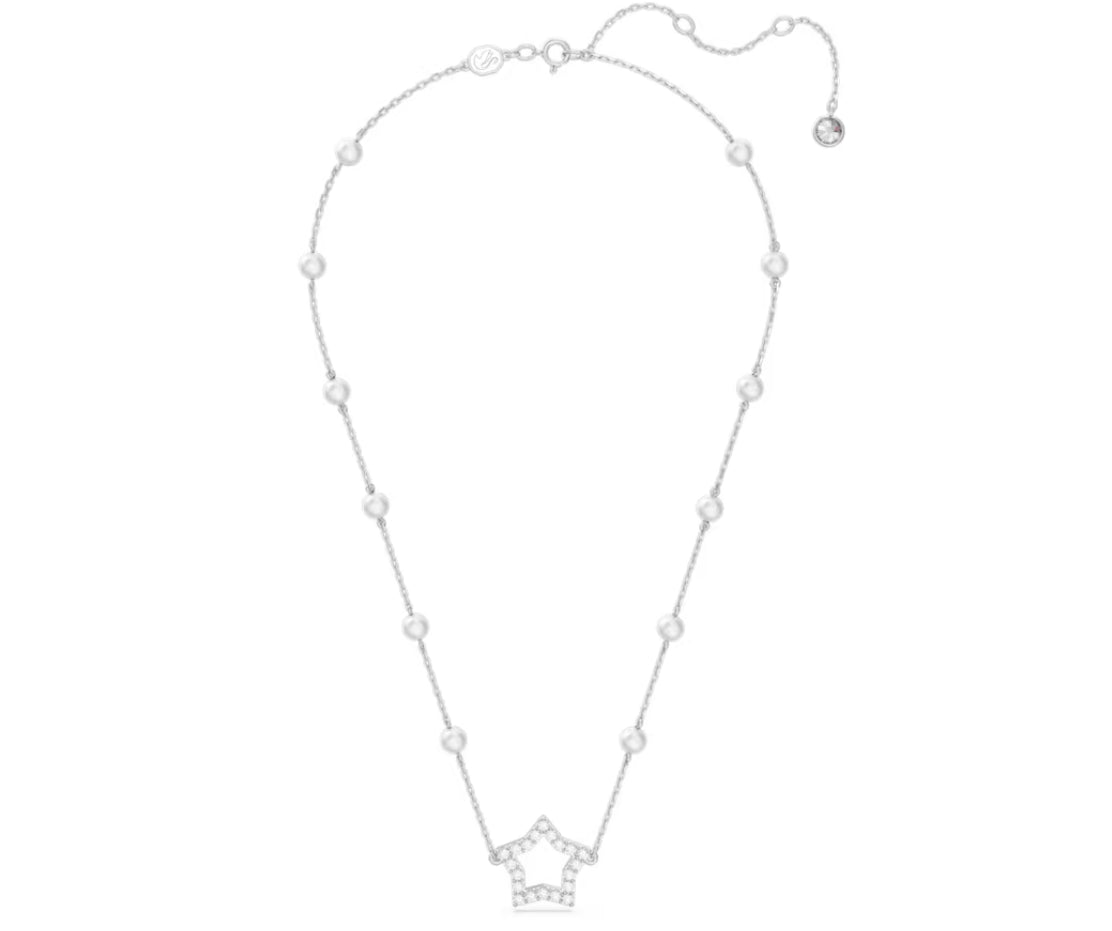 Swarovski 5645379 rhodinierte weiße Sternhalskette