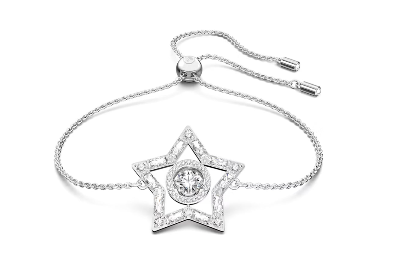 Swarovski 5617881 Stern-Armband, gemischter Schnitt, Stern, weiß, rhodiniert
