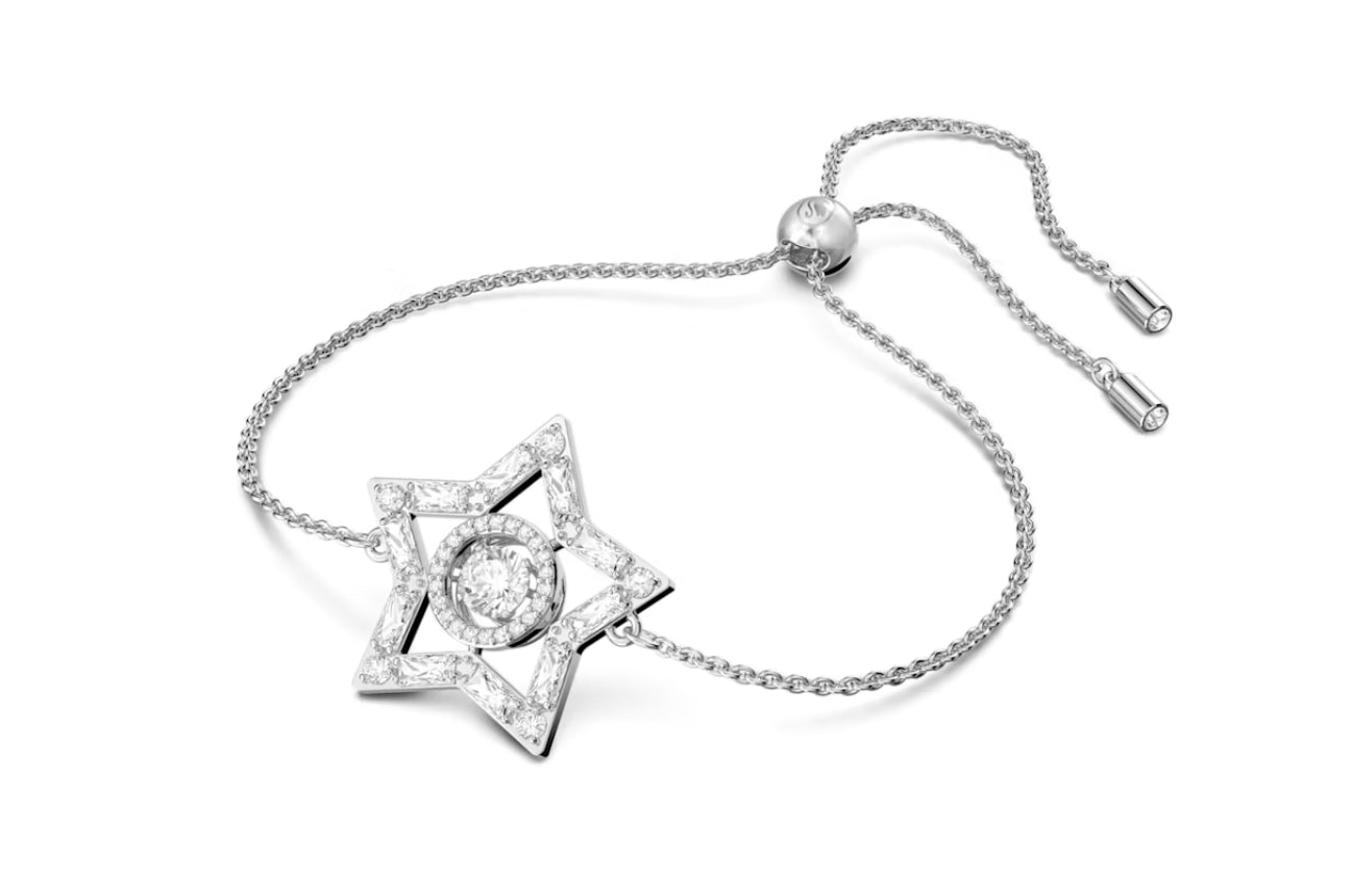 Swarovski 5617881 Stern-Armband, gemischter Schnitt, Stern, weiß, rhodiniert