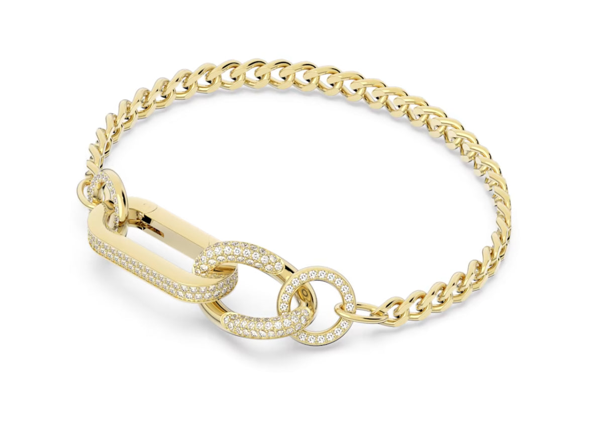 Swarovski 5636740 Mixed Dextera Pave Link Armband Weiß Pla. Gold Größe M