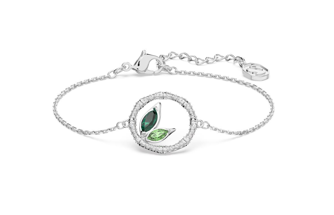 Swarovski 5645375 Delio Armband, grüner Bambuskreis, rhodiniert, Größe M