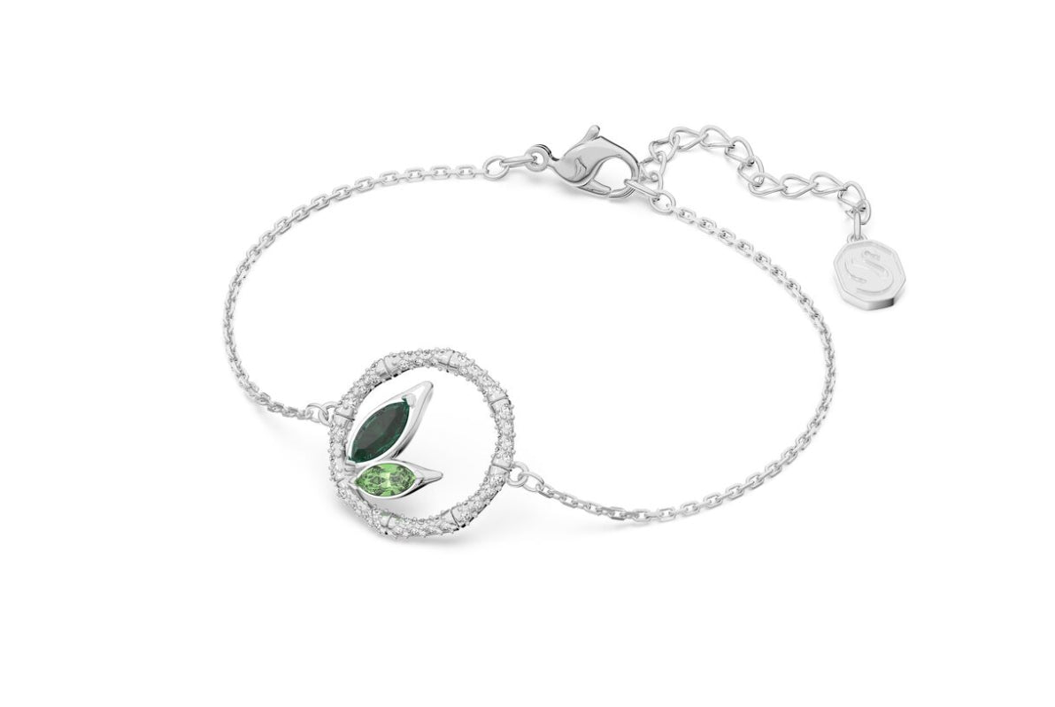 Swarovski 5645375 Delio Armband, grüner Bambuskreis, rhodiniert, Größe M