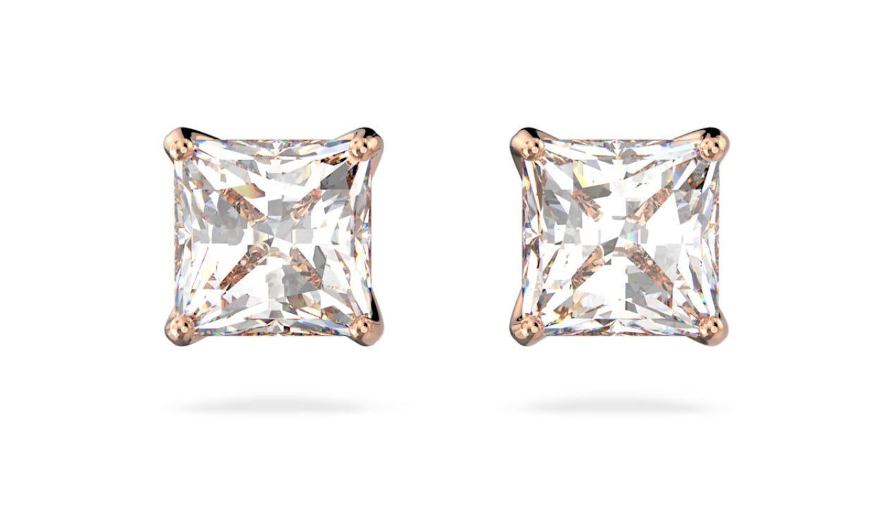 Swarovski 5509935 Attract Ohrstecker, quadratischer Schliff, klein, Weiß