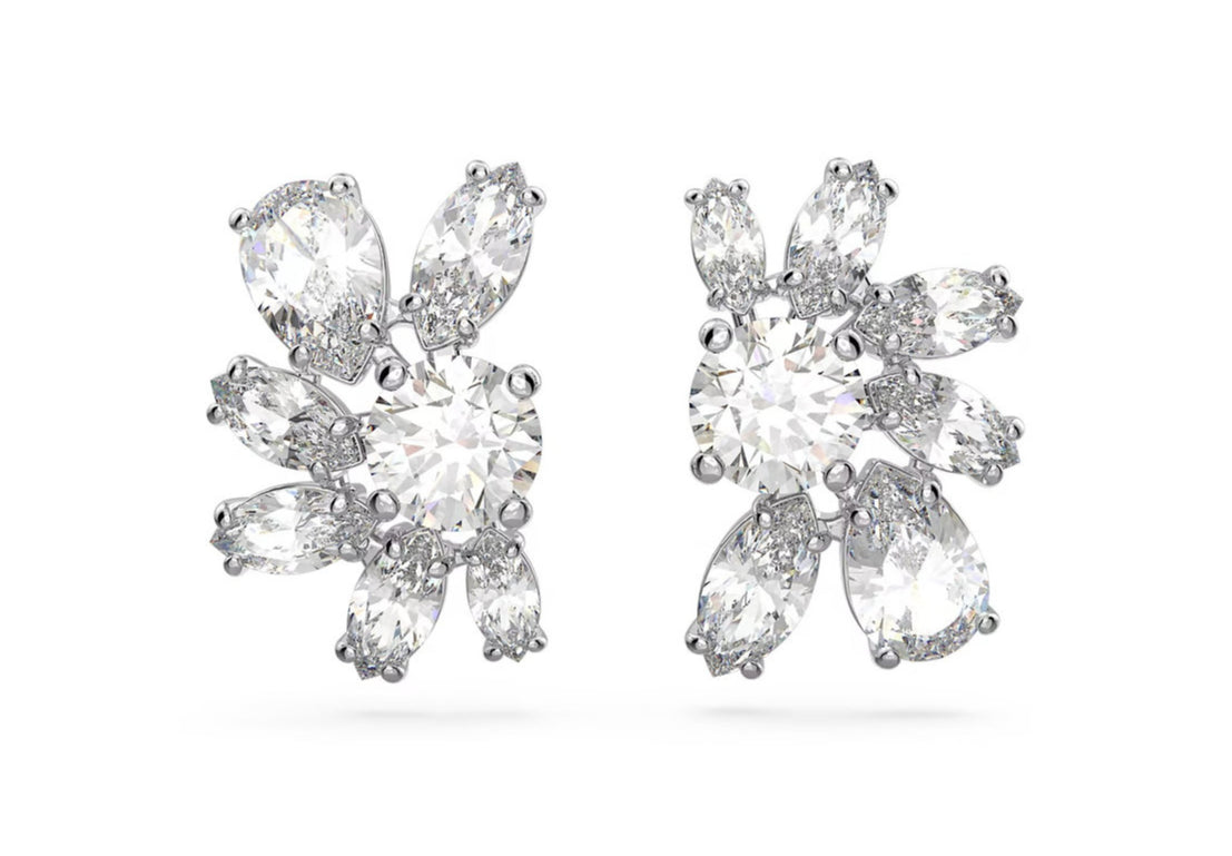 Swarovski 5644679 Gema Flower Lobe Earrings White Rhodium Plated