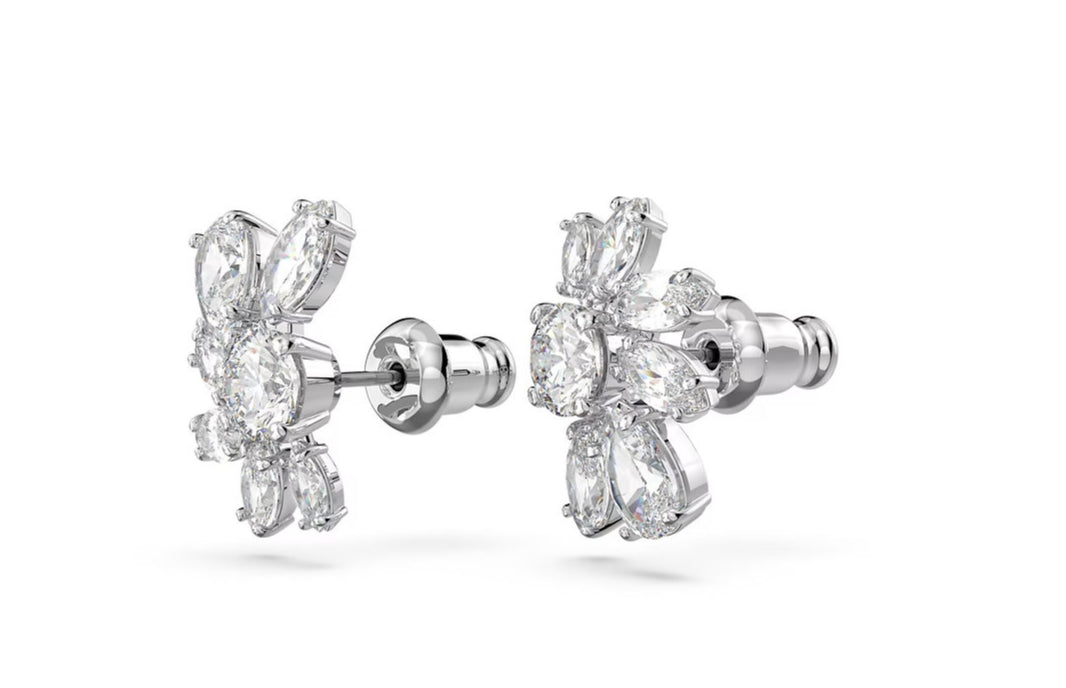 Swarovski 5644679 Gema Flower Lobe Earrings White Rhodium Plated