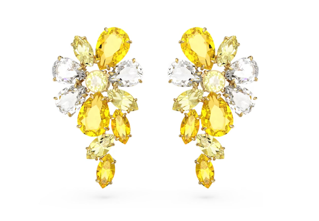 Swarovski 5652802 Orecchini pendenti Gema Taglio misto Fiore Gialli Placcato Oro