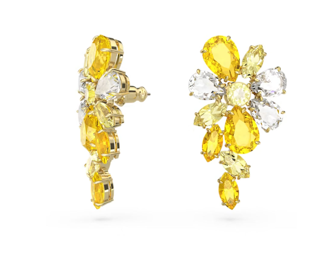 Swarovski 5652802 Orecchini pendenti Gema Taglio misto Fiore Gialli Placcato Oro