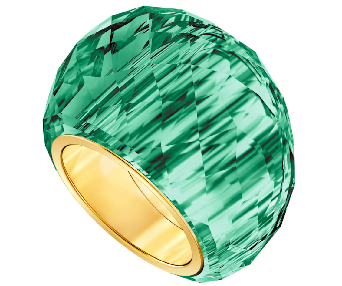 Swarovski 5432202 Green Nirvana Ring, Gold Tone Finish Size 55