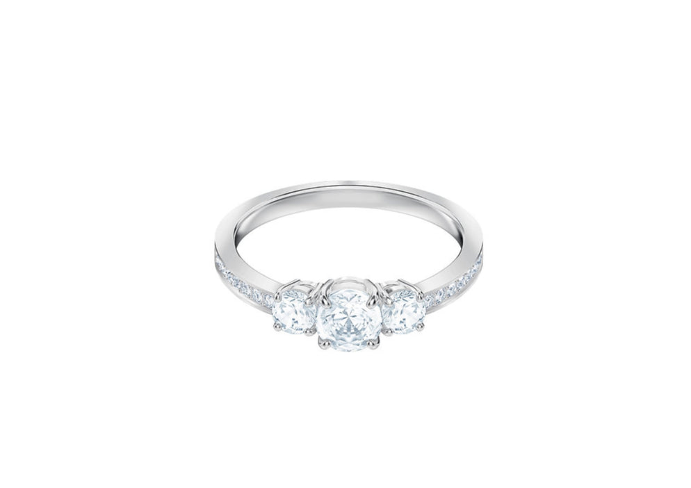 Swarovski 5448897 Attract Trilogy Rundring, weiß rhodiniert, Größe 60