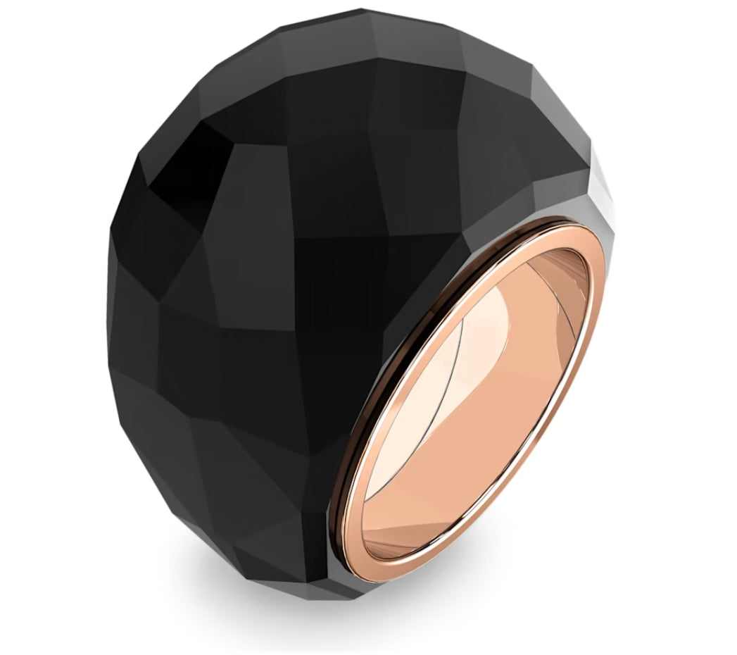 Swarovski 5474367 Nirvana Ring Schwarz Roségoldfarbenes Finish, Größe 58