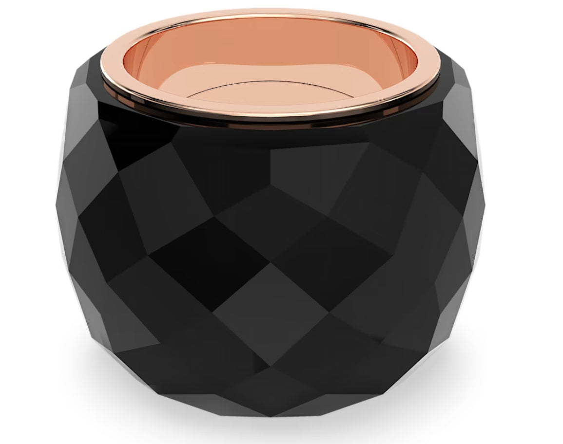 Swarovski 5474367 Nirvana Ring Schwarz Roségoldfarbenes Finish, Größe 58
