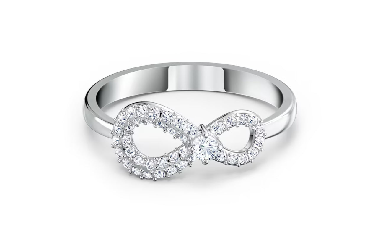 Swarovski 5535410 White Infinity Ring Rhodium Plated Size 50