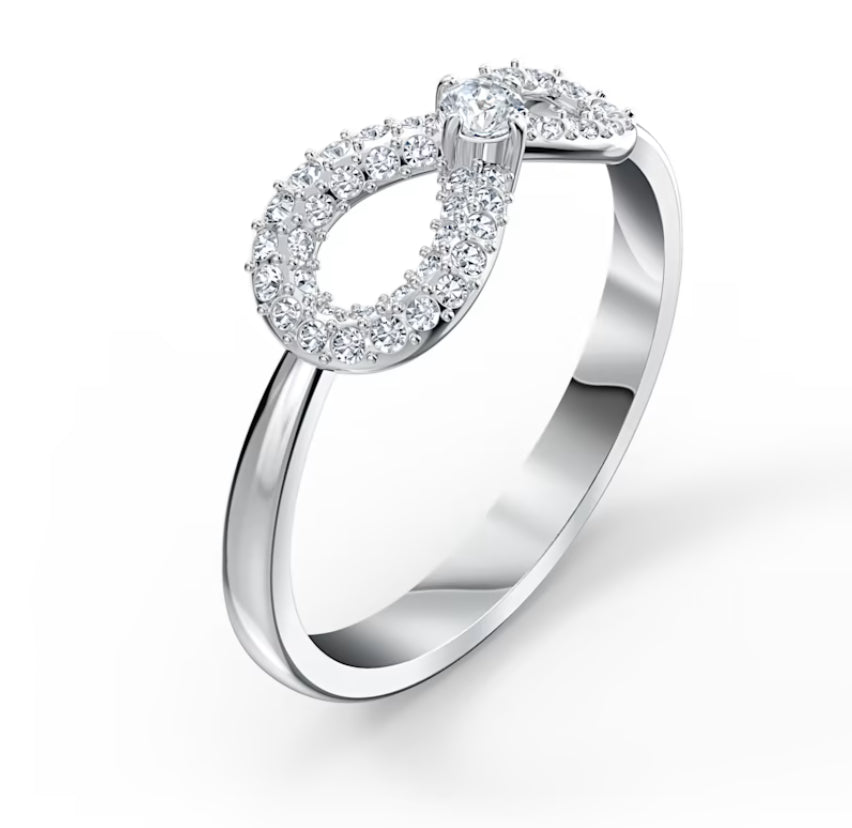 Swarovski 5535410 White Infinity Ring Rhodium Plated Size 50