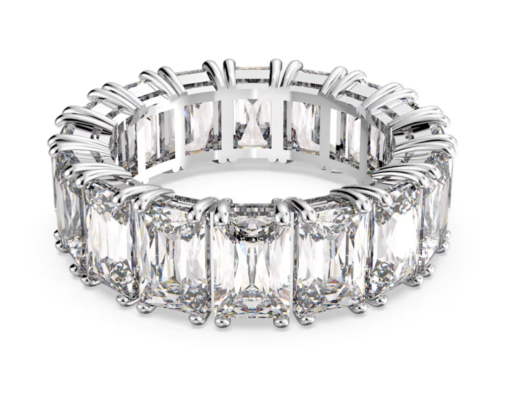 Swarovski 5572695 Vittore Ring Rectangular Cut White P. Rhodium Size 60