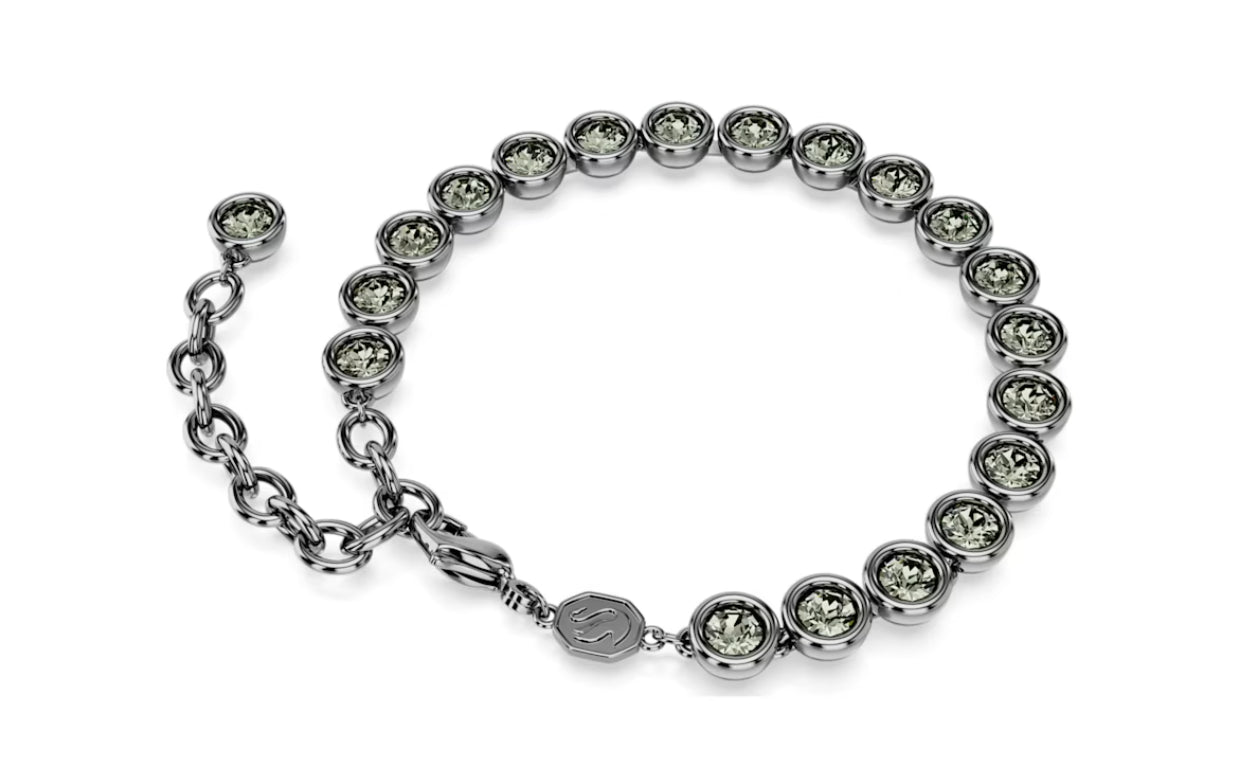 Swarovski 5682592 Imber Tennis-Armband, runder Schnitt, schwarzes Ruthenium, Größe M