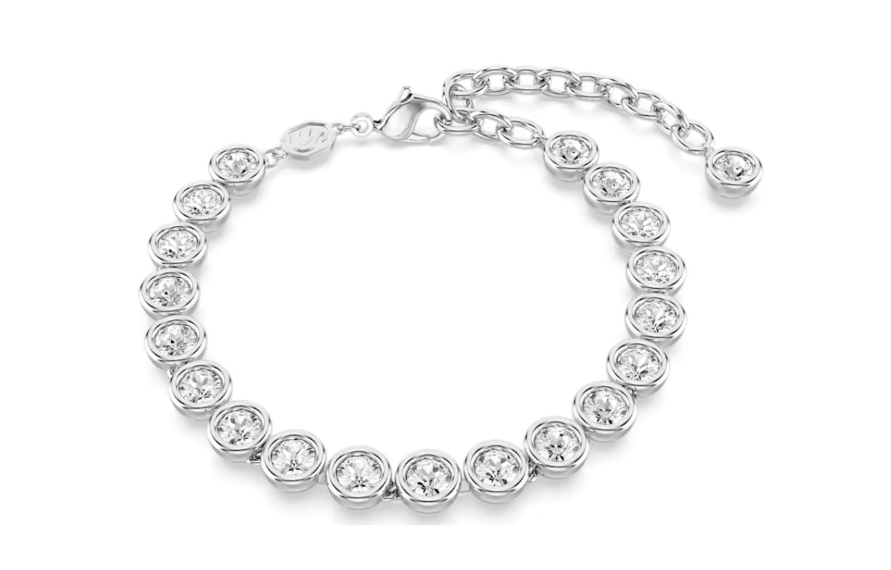 Swarovski 5682666 Imber Tennis-Armband, Rundschliff, Weiß, Rhodium, Größe M