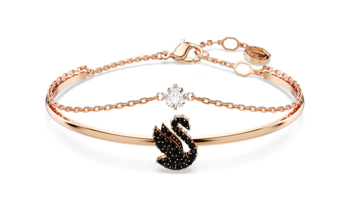 Swarovski 5678048 Swarovski Swan Black Swan Starrarmband mit Roségold, Größe M
