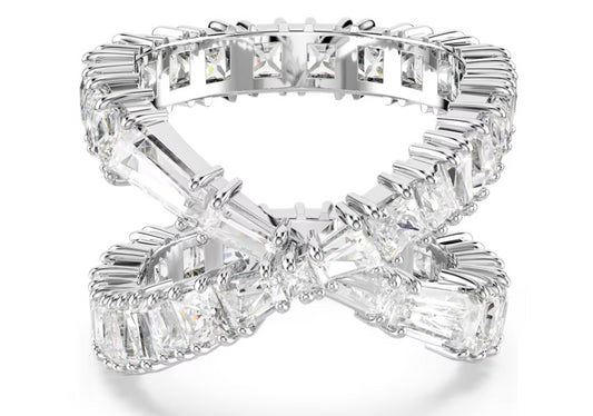 Swarovski 5677632 Hyperbola Infinity Ring White Silver Plated Size 55