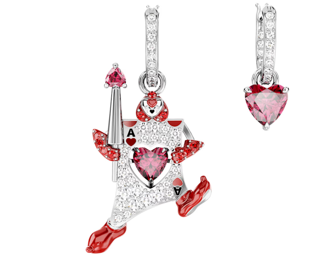 Swarovski 5682810 Alice im Wunderland asymmetrische Ohrringe Rote Spielkarte