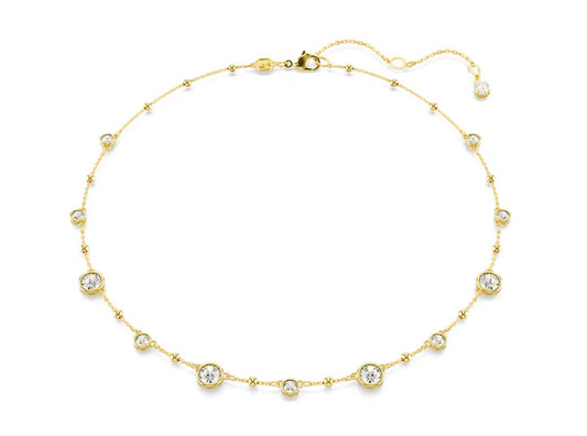 Swarovski 5680090 Collana Imber Taglio Round Design sparpagliato Bianca Oro