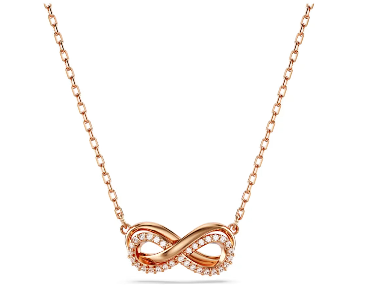 Swarovski 5684084 Pendente Hyperbola Pave Infinito Bianco Placcato Oro Rosa
